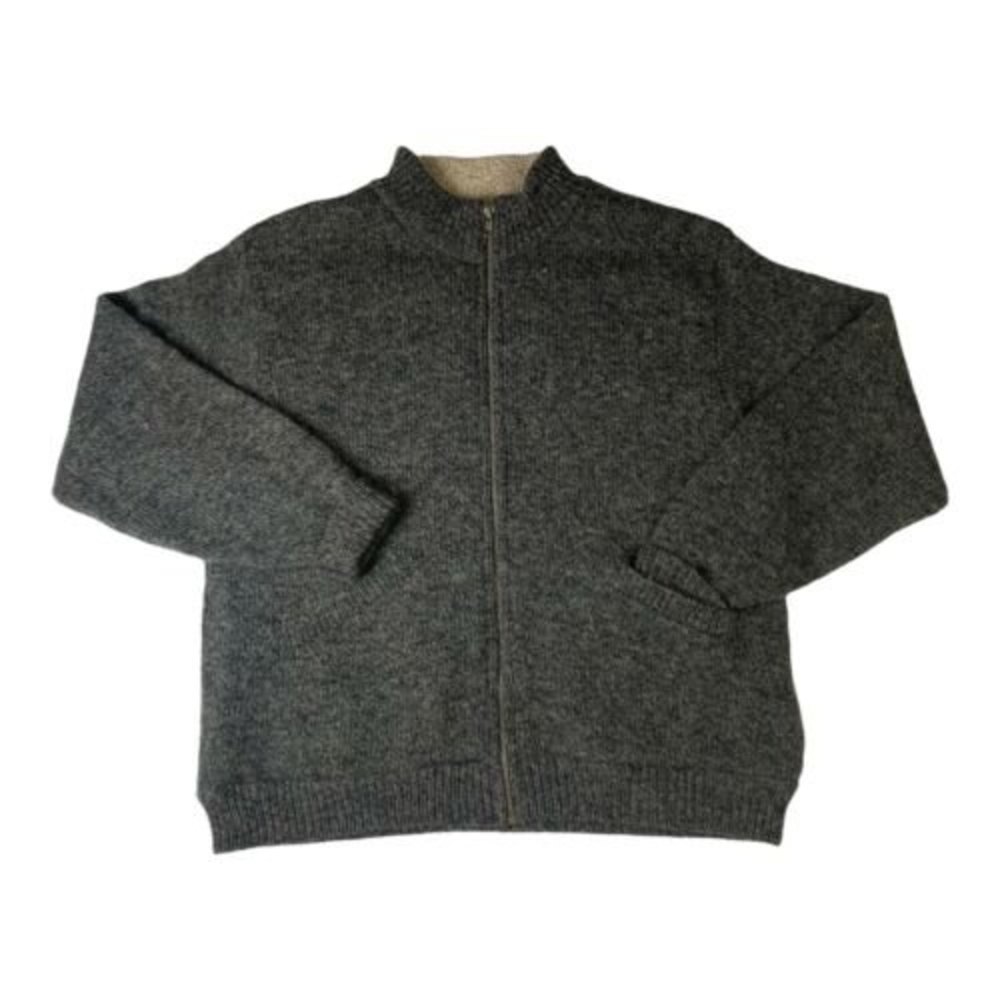 VTG Eddie Bauer 85% Wool Sweater Jacket Sz Med Sherpa Lined USA Made Oversized